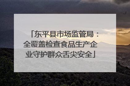 东平县市场监管局：全覆盖检查食品生产企业守护群众舌尖安全